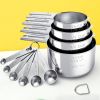 1 Set Stainless Steel Measuring Cups & Spoons Set; Kitchen Gadgets For Cooking & Baking (4+6) 0.86lb