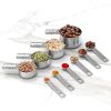 1 Set Stainless Steel Measuring Cups & Spoons Set; Kitchen Gadgets For Cooking & Baking (4+6) 0.86lb