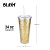 Glam Double Walled Glitter Tumbler Blush