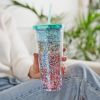 Mermaid Glitter 24 Oz Drink Tumbler Blush