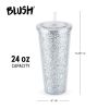 Glam Silver Double Walled Glitter Tumbler Blush