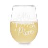 My Happy Place Stemless Wine Glass by Twine