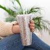 Glam Silver Double Walled Glitter Tumbler Blush