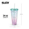Mermaid Glitter 24 Oz Drink Tumbler Blush