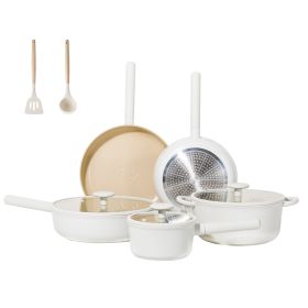Ceramic Cookware Sets 17pcs, Pots And Pans Set Non Stick, Healthy Induction Kitchen Cooking Set With Removable Handles, Stackable Pots Pans, Oven (Option: 14p)