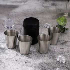 5-piece Set, 30ml Stainless Steel Cup Plus Cup Sleeve -304 Stainless Steel, Durable And Stackable, Suitable For Travel, Camping, Outdoor Shot Glasses (Option: 5piece set)