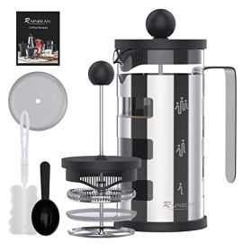 French Press Cafetiere 4 Cups, Stainless Steel Body Shell Coffee Maker- Heat Resistant - Stainless Steel Filter Coffee Press For Coffee Lover, Si (Option: 350ml)