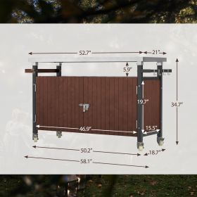 Outdoor Grill Cart With Stainless Steel Tabletop, Storage, Patio Kitchen Island With Wheels, Hooks, And Spice Rack, Waterproof Outdoor Grill Tabl (Option: 58X18X34in)