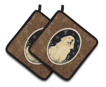 Golden Retriever Pair of Pot Holders (size: 7.5 x 7.5)