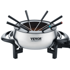 VEVOR Electric Fondue Pot Set For Cheese & Chocolate, 3 Quart Chocolate Melting Warmer, Stainless Steel Fondue Maker With Temperature Control And (Option: default)